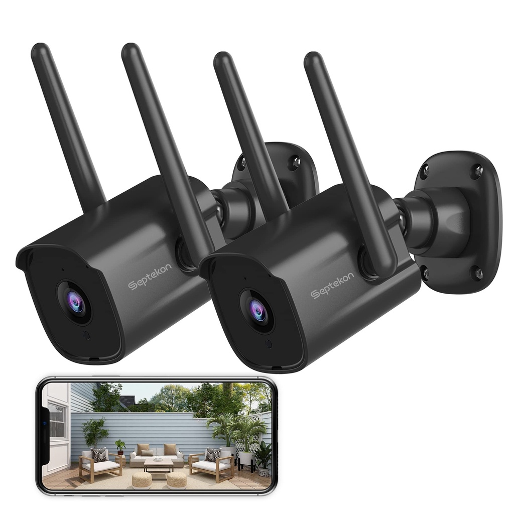 Septekon Security Camera Outdoor CCTV Camera 2 Pack, 2K Dual Antenna WiFi Home Surveillance
