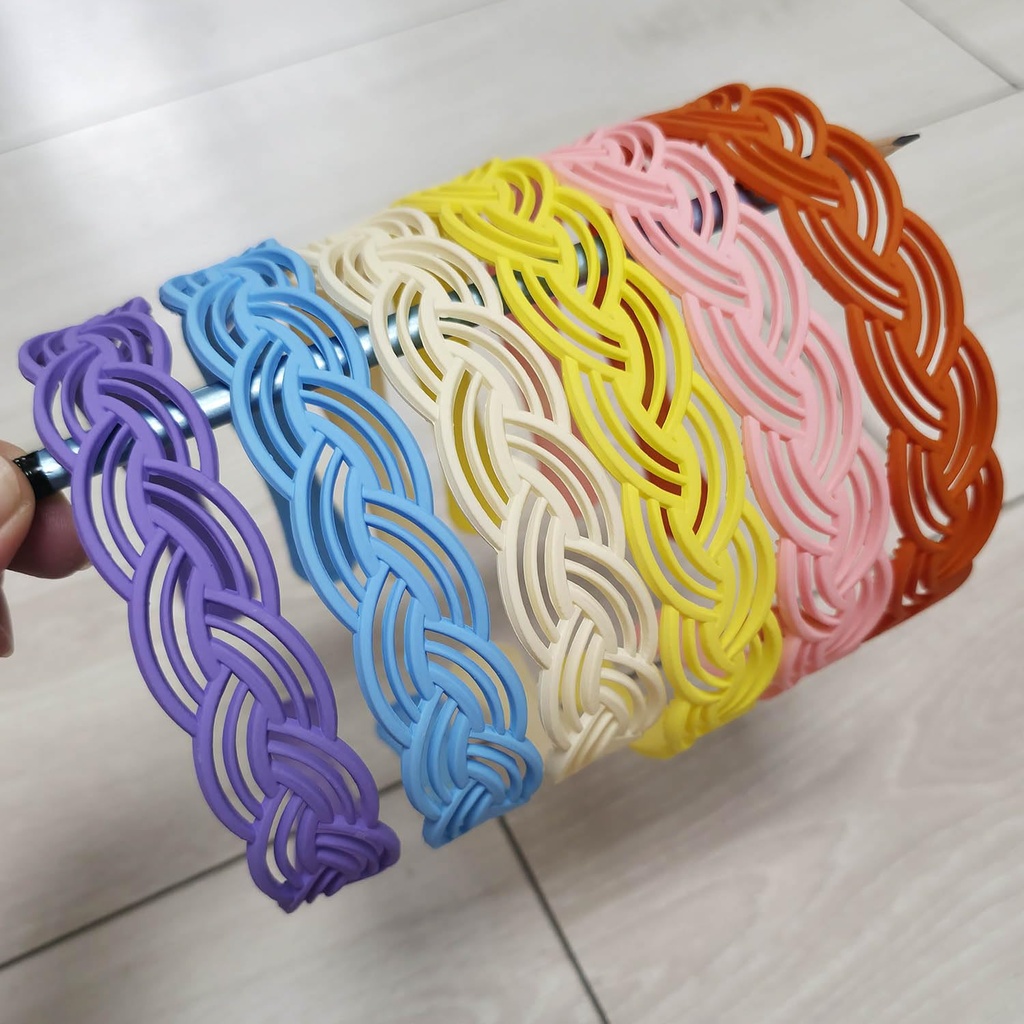 Braided Pattern Plastic Headbands for Girs Women, Bright Colour Pigtail Hairbands Pack of 6