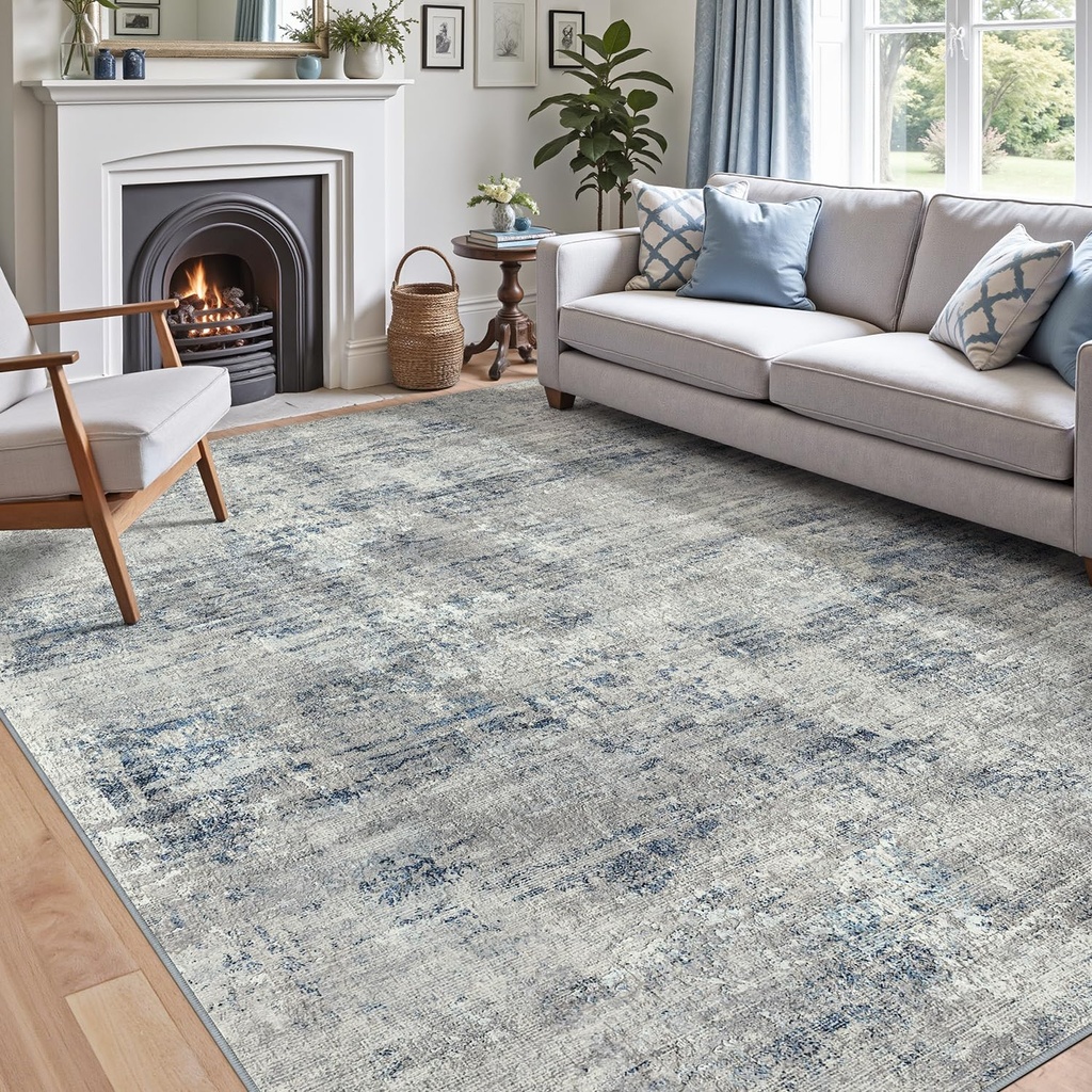 DEXI Modern Abstract Area Rugs 244 x 305cm, Non-slip Washable Carpet, Super Soft and Thin 