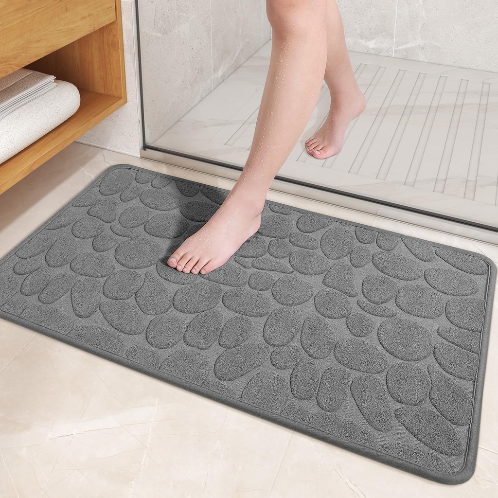 COLOR&GEOMETRY Rubber Backed Bath Mat 50 x 80 cm, Non Slip Thin Bathroom Mat Quick Dry, Mach