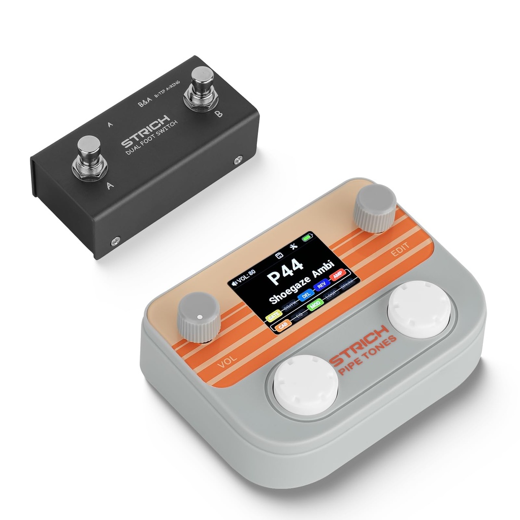 STRICH Pipe Tones Pocket Multi Effects Guitar Pedal with Foot Pedal for Guitar & Bass