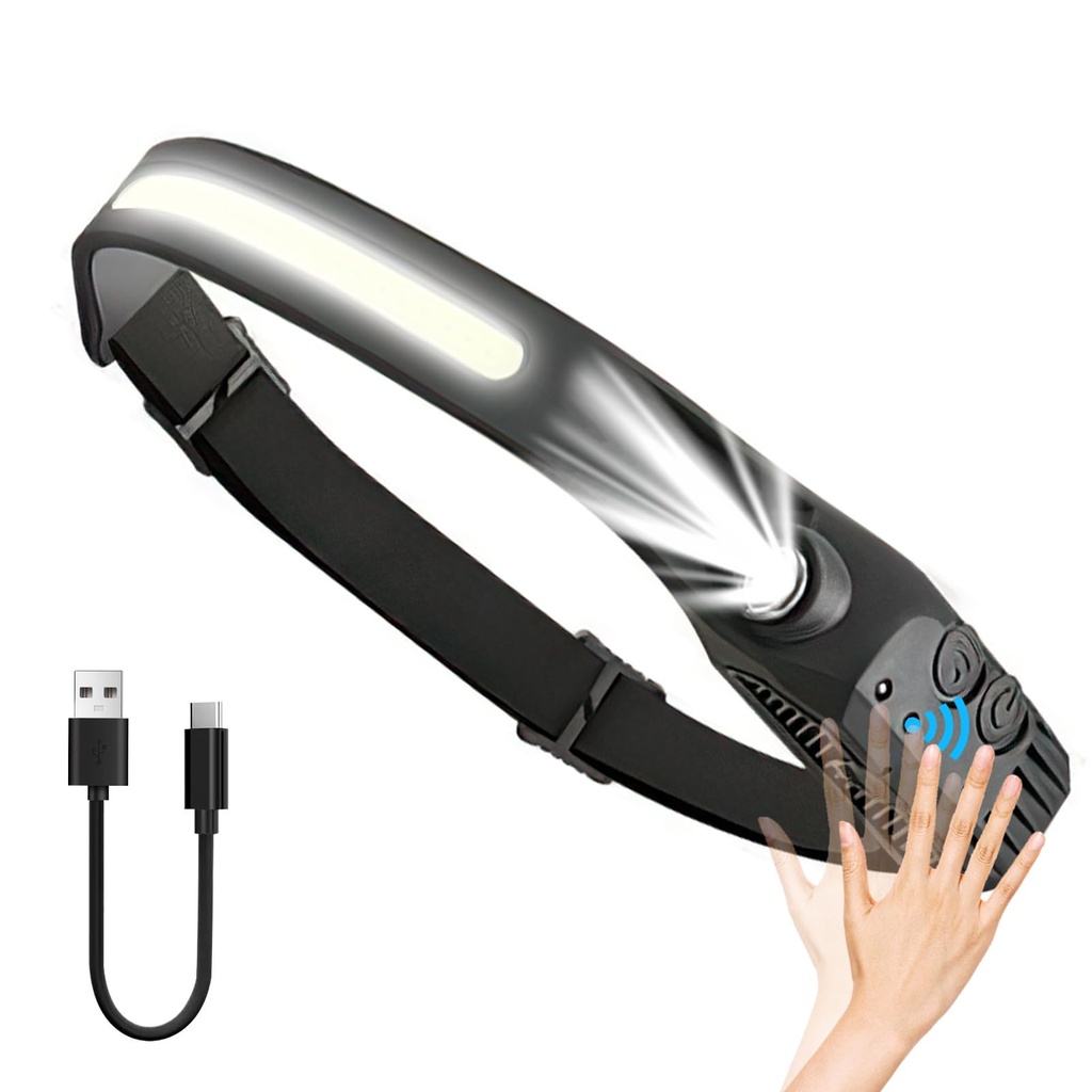 Head Torch USB Rechargeable LED Headlamp Hardhat Light Motion Sensor COB 230?? Floodlight Ha