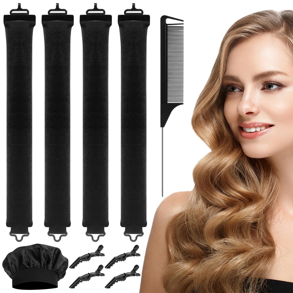 IETWATE 4PCS Heatless Curlers Headband, Women Heatless Curls Short Hair, DIY Hair Styling T