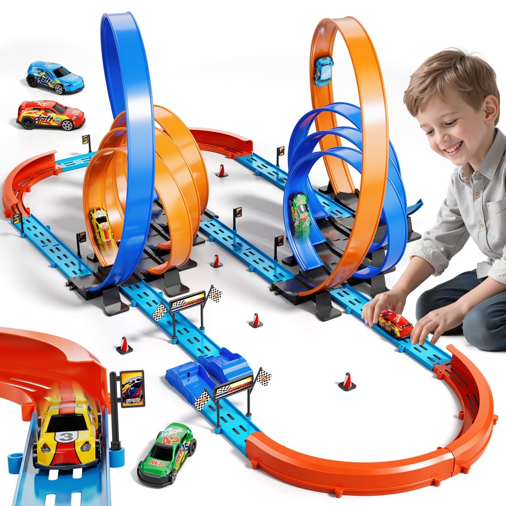 Doloowee Flexible Toy Car Track DIY Track Car Toy Racing Car Track Patchwork Competitive Tr