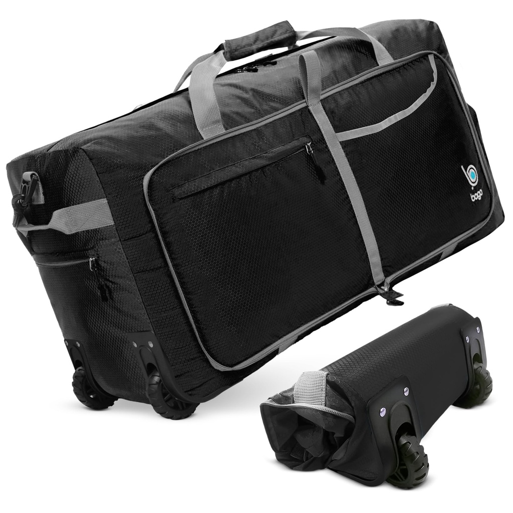 Bago Rolling Duffle Bag with Wheels - 30" 100L Foldable Weekender Bag, Waterproof Travel Duf
