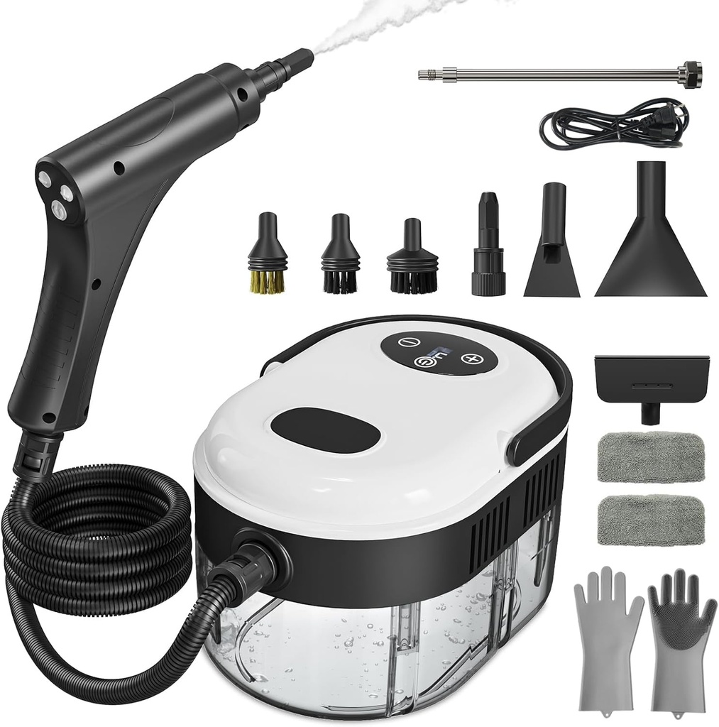 Steam Cleaner, Handheld Steam Cleaner with 6 Levels Adjustable Handle, 1.5L Water Tank, Stea