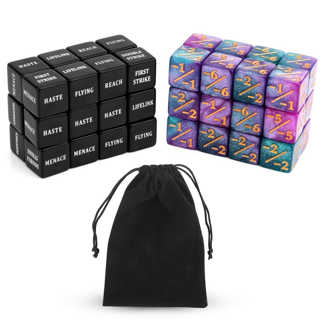 BOXOB 48pcs Abilities Keywords Counter Dice, Acrylic Creature Stats Buff Loyalty Dice Token