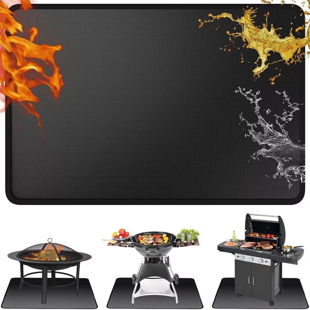 Large 50 x 38 inches Under Grill Mat for Outdoor Grill, Double-Sided Fireproof Pad,3-Layer