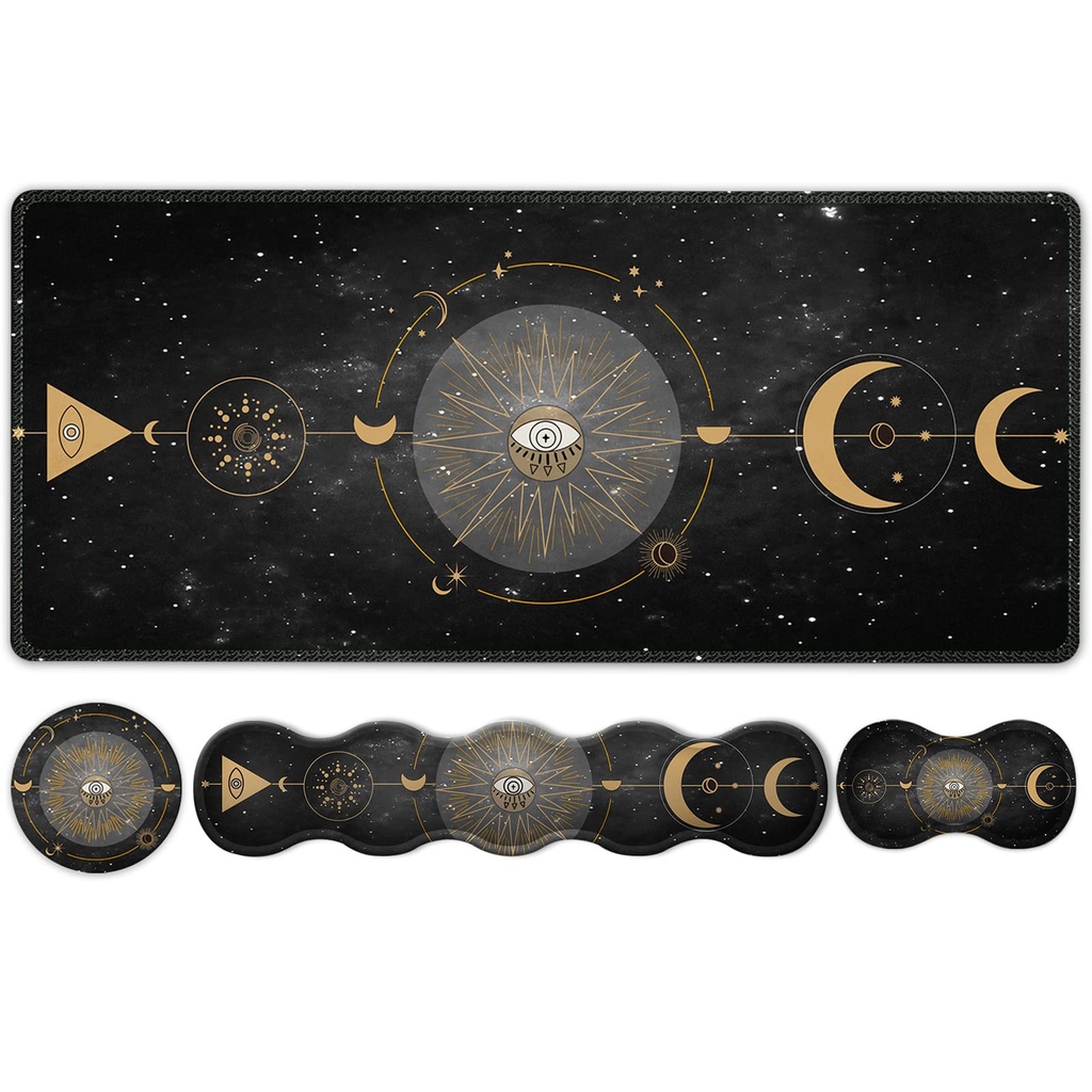 HAOCOO Keyboard Mouse Pad Set, Large Gaming Mouse Pad + Keyboard Wrist Rest + Mouse Pad wit