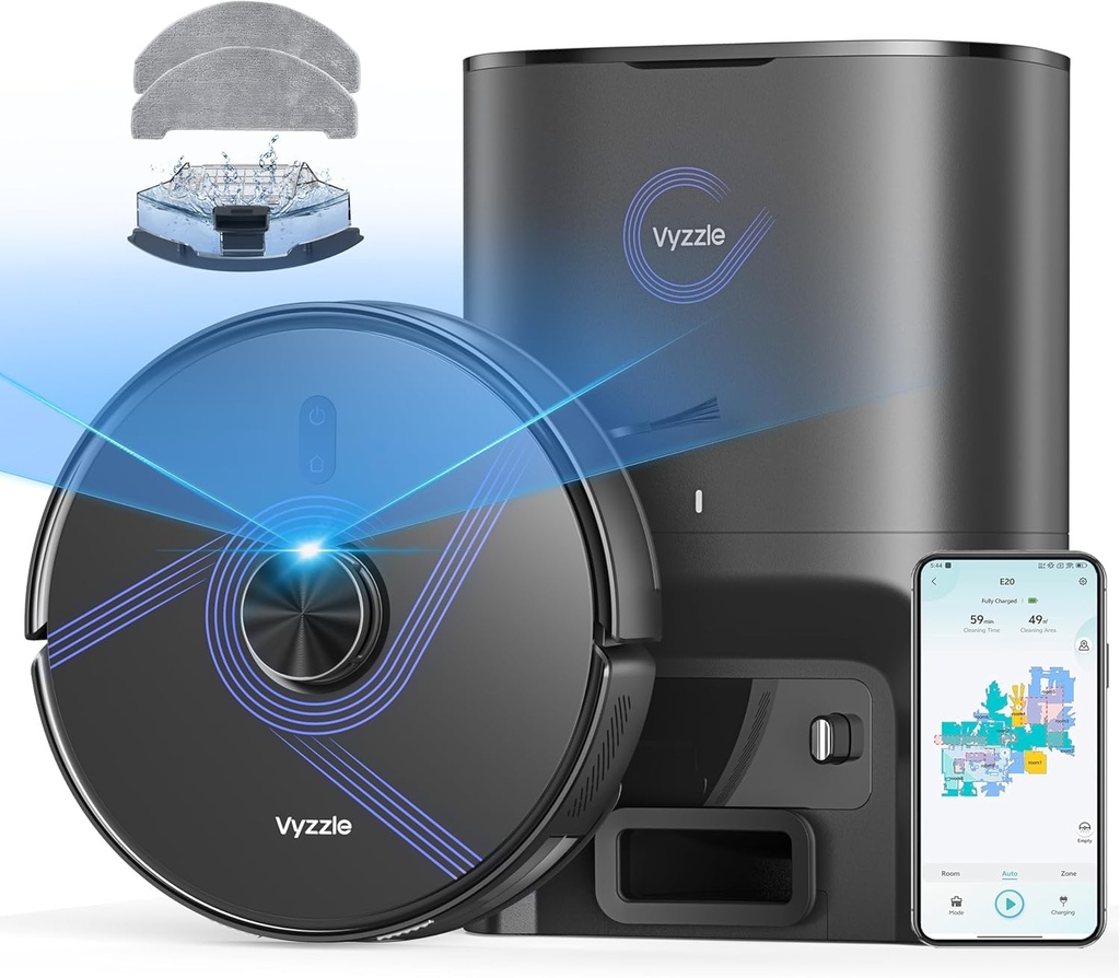 Robot Vacuum Cleaner with Mop, 10000Pa Suction, 3.5L Self-Empty Station, Lidar Navigation 