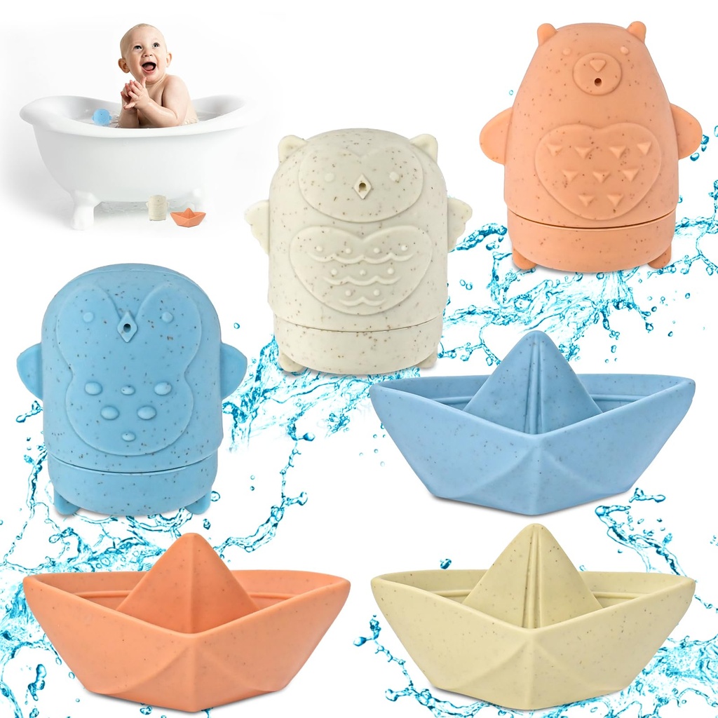 Chinloca Baby Bath Toys for 1-3 Year Olds, Kids Toddler Silicone No Hole Bath toys, Sensory
