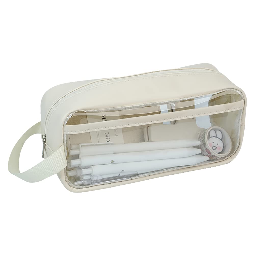 JIHUOO Clear Pencil Case Bag Transparent PVC Pencil Pouch Large Capacity Pen Bag Aesthetic