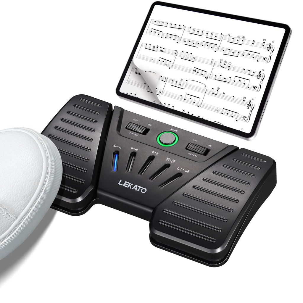 LEKATO Bluetooth Page Turning Pedal, Wireless Page Turner, Rechargeable Footswitch for Phone