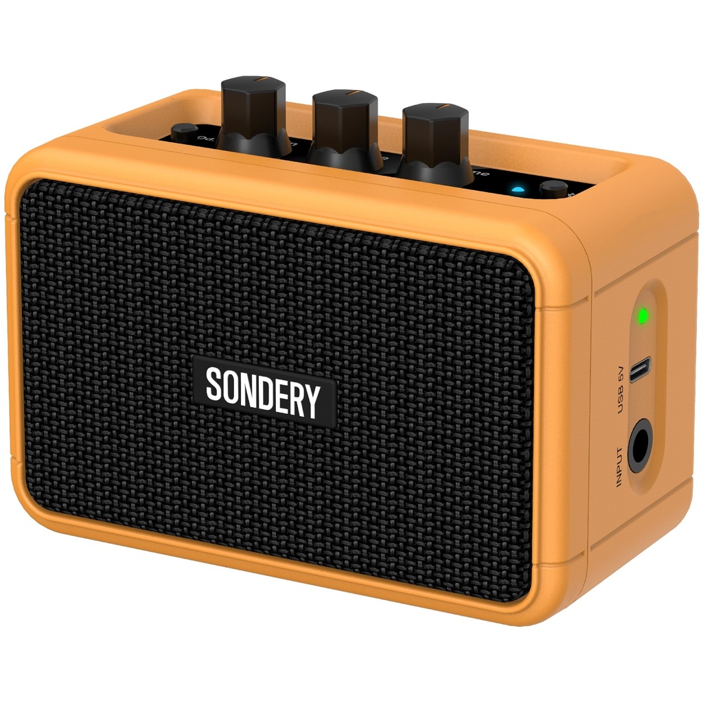 Sondery Mini Guitar Amp Bluetooth Dual Speakers 5W Rechargeable Portable Practice Amplifier