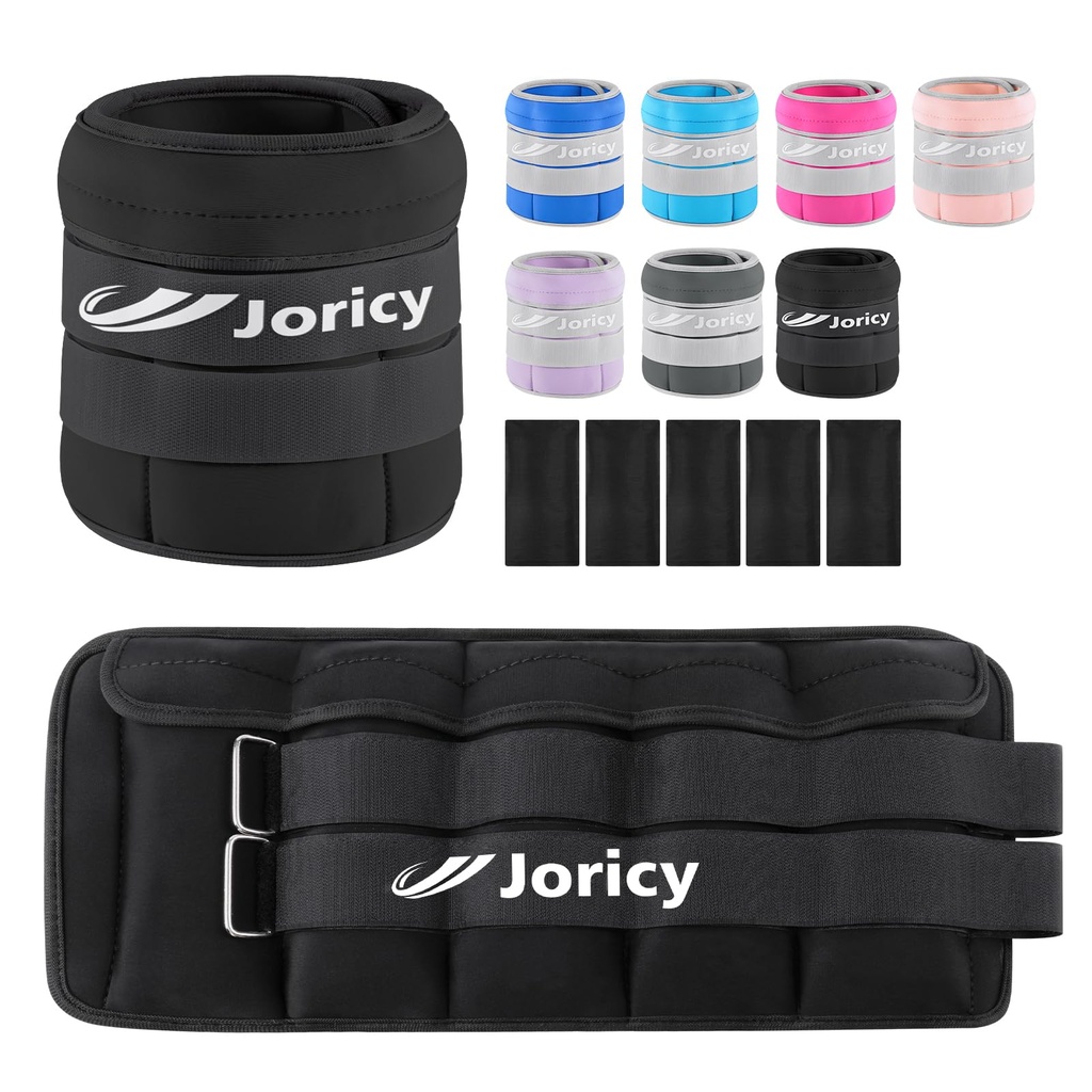 JORICY Adjustable Ankle Weights for Women Men Kids, 1 8kg Pair Leg/Wrist/Arm Weight 