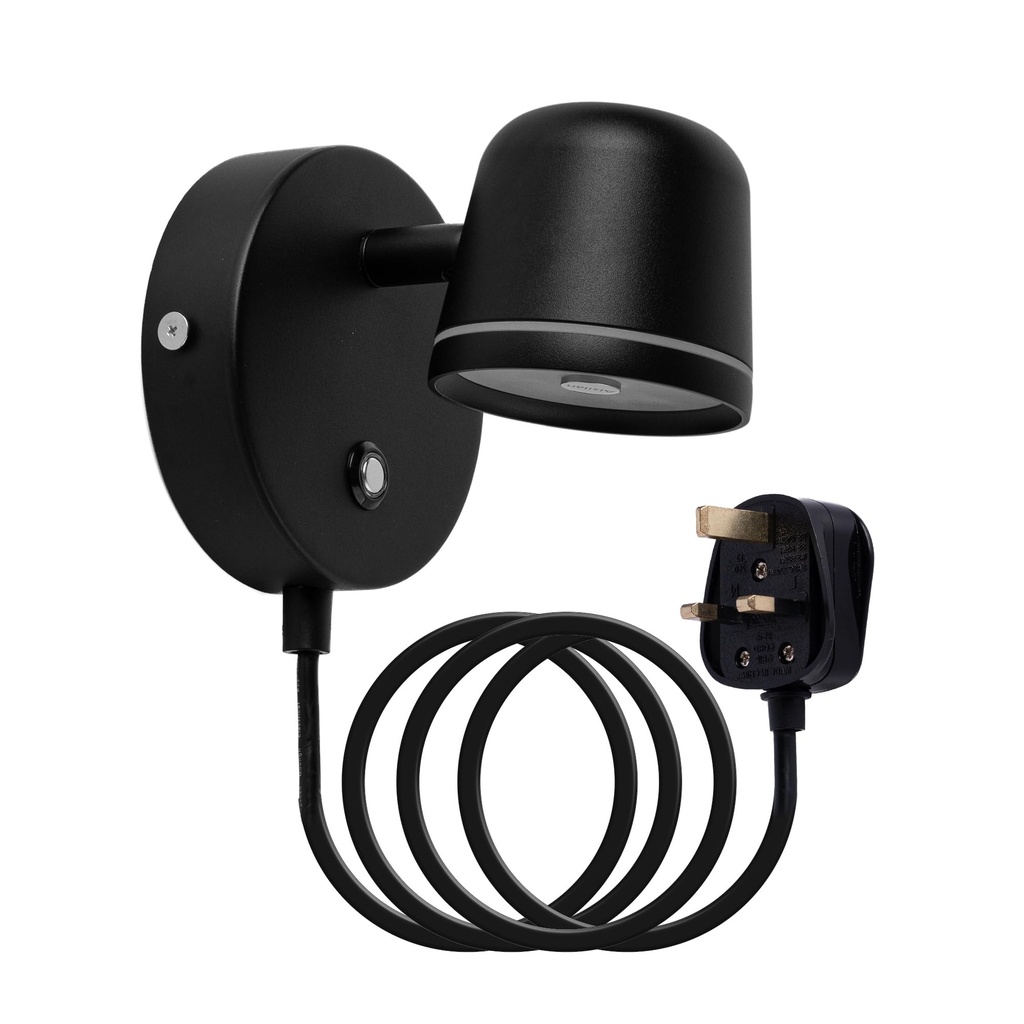 Aisilan Plug-in Wall Light Black, Dimmable Adjustable LED Wall Sconce with Touch Switch