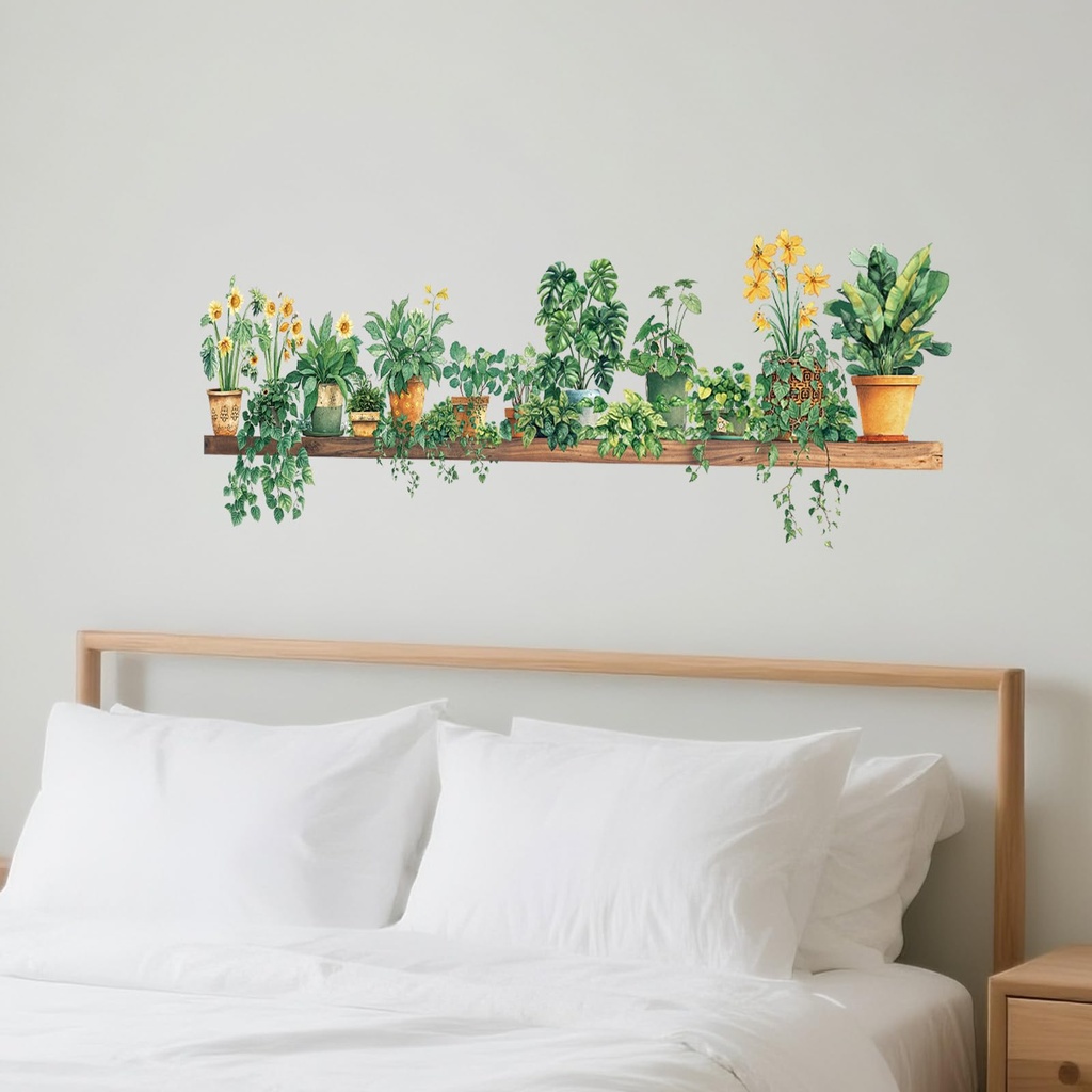 Plant Wall Stickers, Removable Wall Peel and Stick Decorative Various Realistic Plant Stick