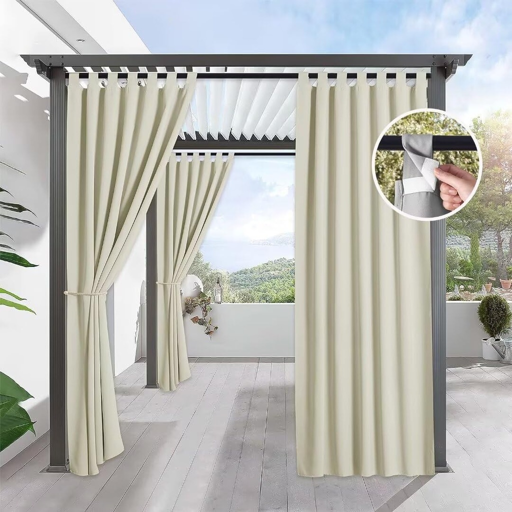 Blackout Curtains W52 x L84 Inch, Waterproof Outdoor Curtain, Blackout Privacy Panel, Darken