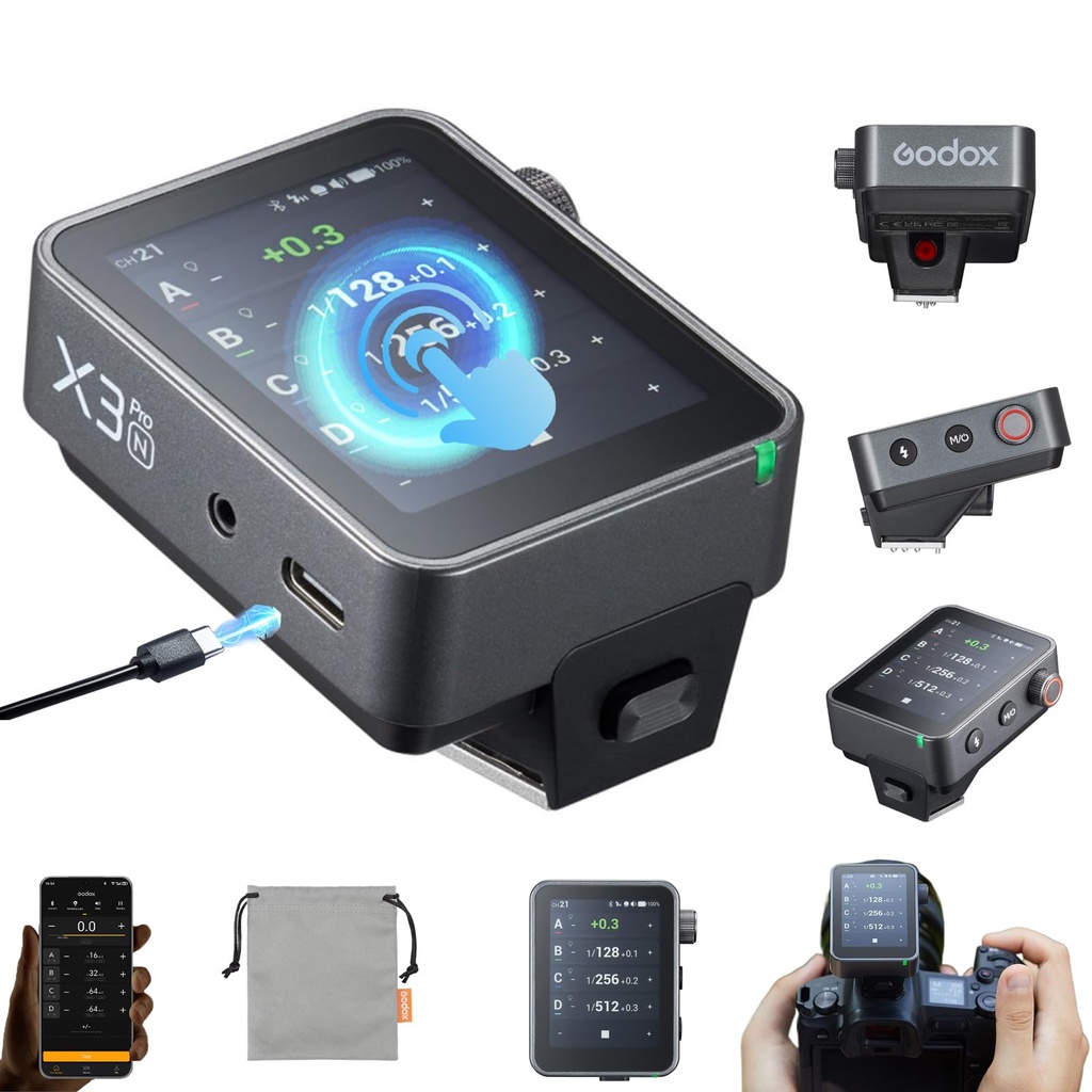 Godox X3Pro N TTL Wireless Flash Trigger for Nikon Camera, 2.4''Full Colour Touchscreen