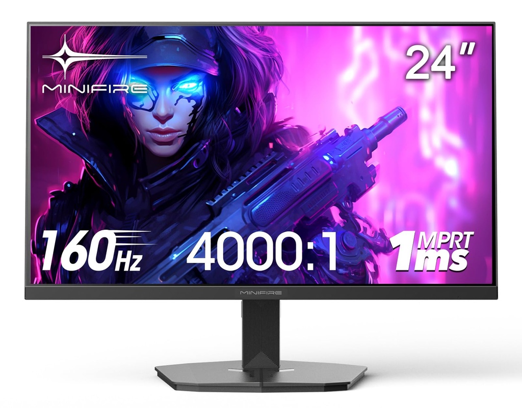 Minifire Gaming Monitor 24 inch, 160 Hz, 1ms, AdaptiveSync, HDMI 2.0 DP 1.2 Ports, FHD, sRGB