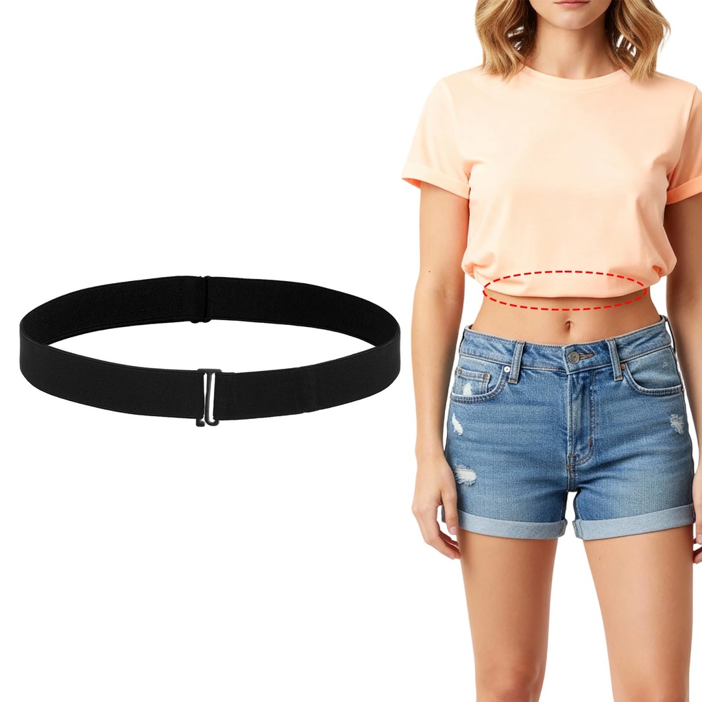 Nogeqi Shirt Tuck Band Women Elastic Belt for Tucking Jumpers, Waist Tucky Belt, Crop Top B