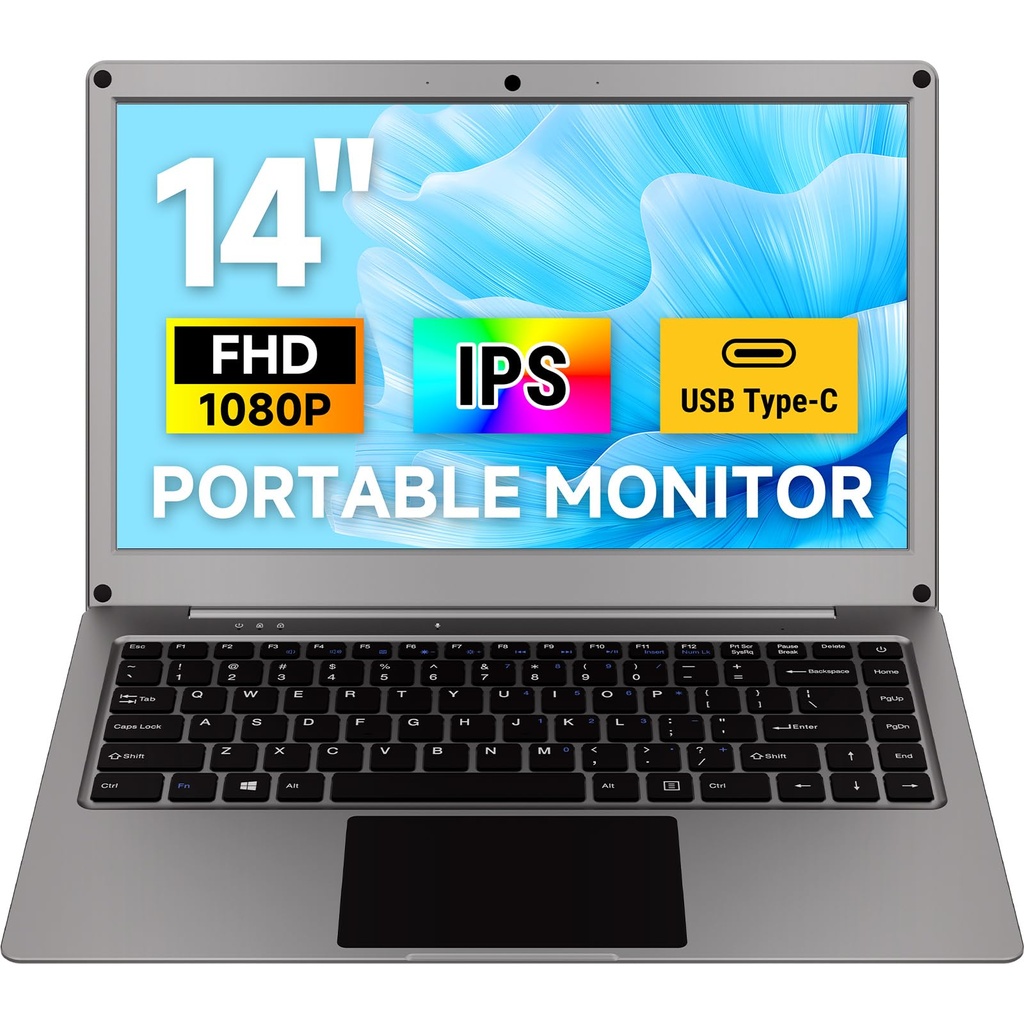 ELECROW Portable Monitor, 14 Inch FHD CrowView Note All-in-One Computer Monitor Lapdock Com