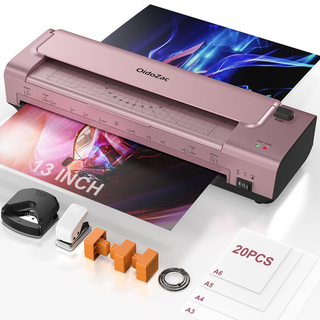 OidoZac A3 Laminator Machine with Auto Paper Feed, Never Jam Fast Laminator with 2 Roller,