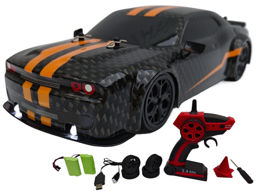 FelizWina-2.4G,1:14,High Speed Remote Control Drift Car,2 Rechargeable Battery,LED,Light up