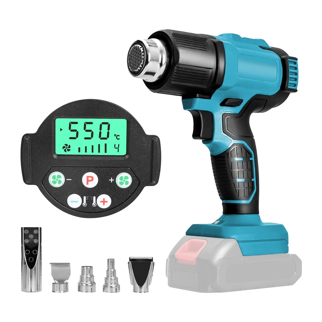 Cordless Heat Gun for Makita 18V LXT Battery with 5 Nozzle Attachments, 400W 500Ã‚Â°C Heat