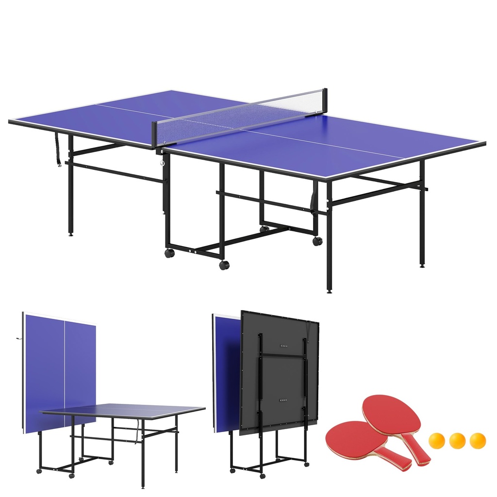 SPORTNOW 9FT Folding Table Tennis Table, Portable Full-Size Ping Pong Table, Quick Set-Up I