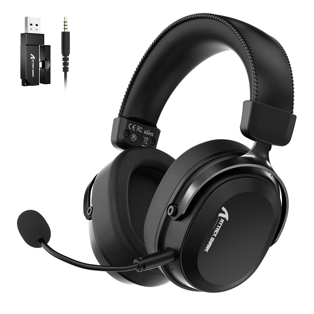 ATTACK SHARK L30PRO Wireless Gaming Headset, 7.1 Surround Sound, EQ Modes, 50mm Drivers