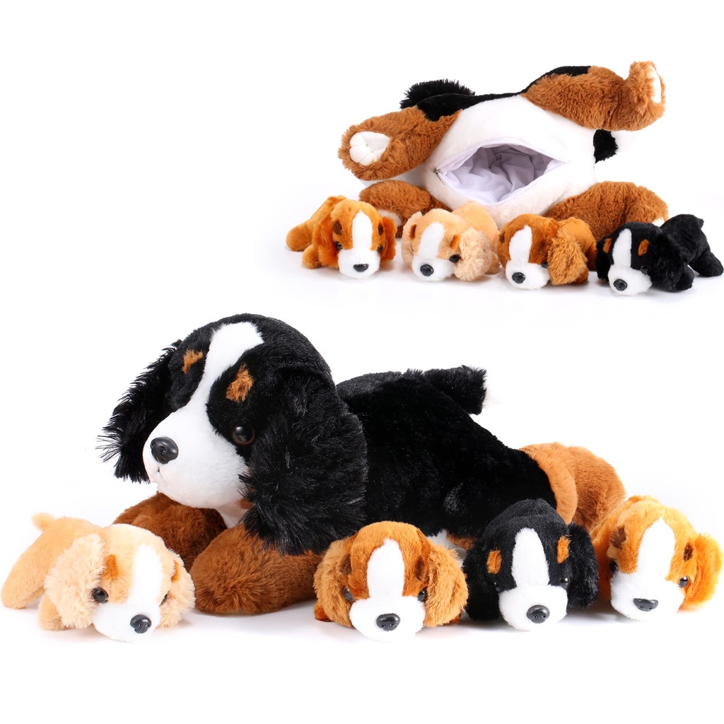 Skylety 5 Pcs Dog Stuffed Animal Puppy Stuffed with Babies Inside 1 Big Mommy with 4 Mini B