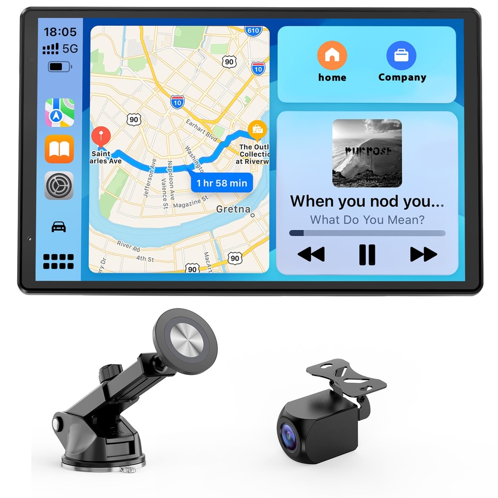 Avylet 8" Wireless Carplay Screen for Apple Car Play & Android Auto, Magnetic Mount