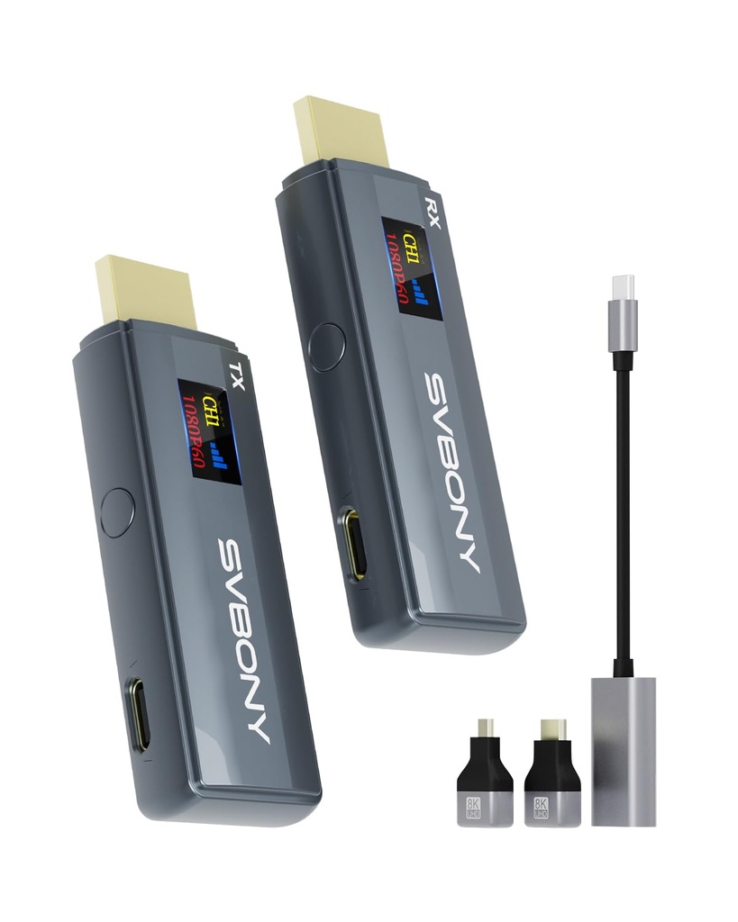 Svbony TransAir1 HDMI Wireless Transmitter and Receiver, 1080P@60Hz, 80M Range, OLED Display