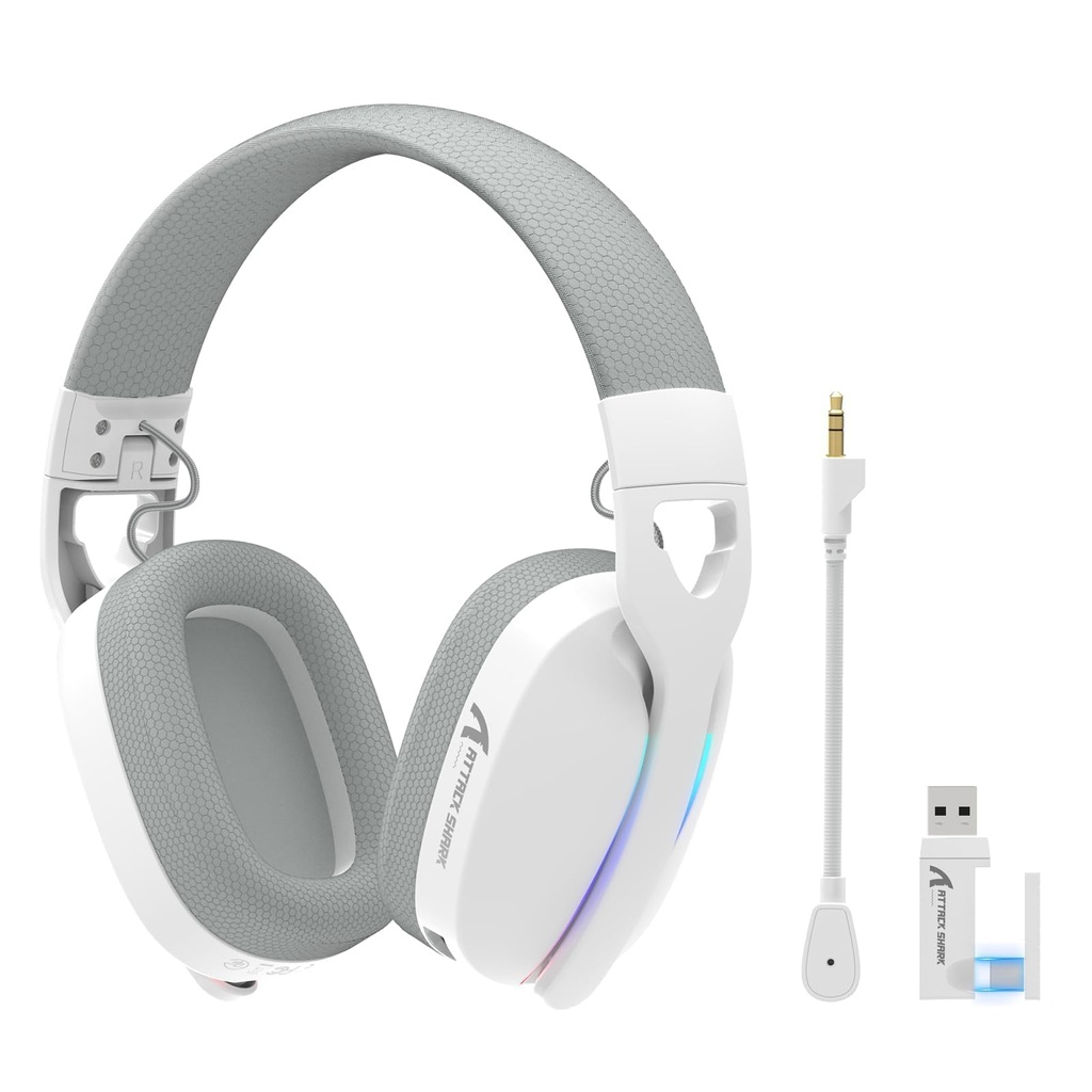 ATTACK SHARK L90 Ultralight Wireless Gaming Headset, BT, 2.4G, 3.5mm Wired, RGB Foldable 7