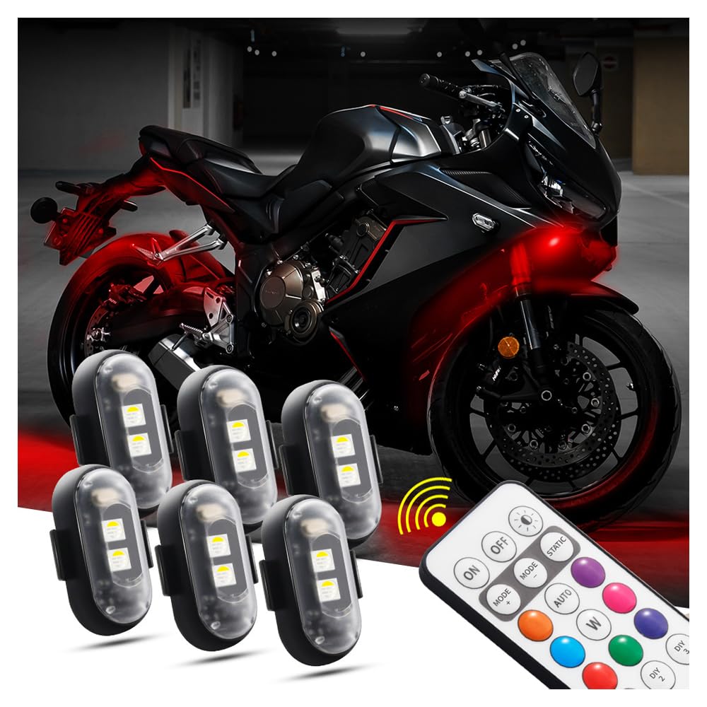 6pcs Wireless USB LED Strobe Lights with Remote, LED Drone Aircraft Rechargable Night Warni