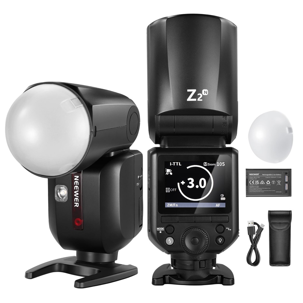 NEEWER Z2-N 2.4G TTL Round Head Flash Speedlite Compatible with Nikon Cameras, 76Ws 1/8000s