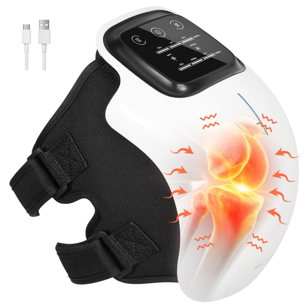 Medcursor Knee Massager with Heat, Cordless Knee Massage with 3 Heating Levels & 3 Vibration