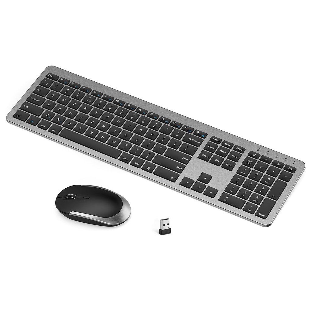 seenda Wireless Keyboard and Mouse Rechargeable, SK38-3 Ultra Slim Quiet USB Keyboard