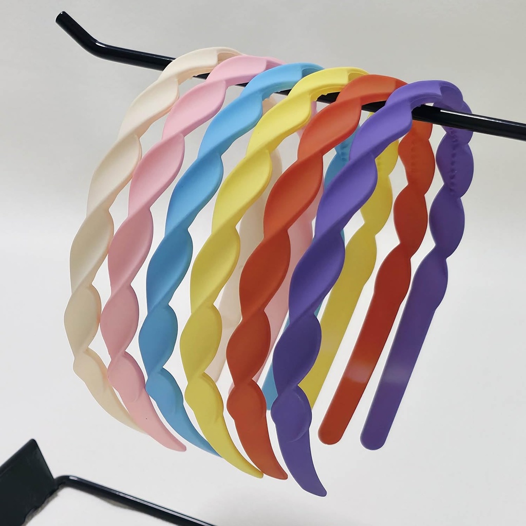 Wavy Colorful Plastic Headbands, Multicolour Pack of 6, Thin Hair Headband Hair Accessories