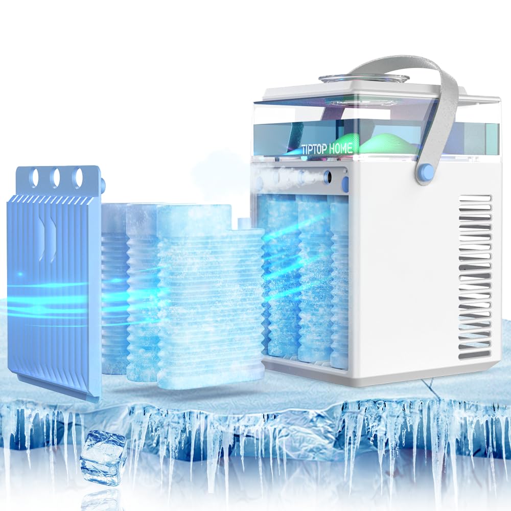 Portable Air Conditioner, 5 in 1 Air Cooler Mini Air Conditioner Fan with Spray & Colorful N