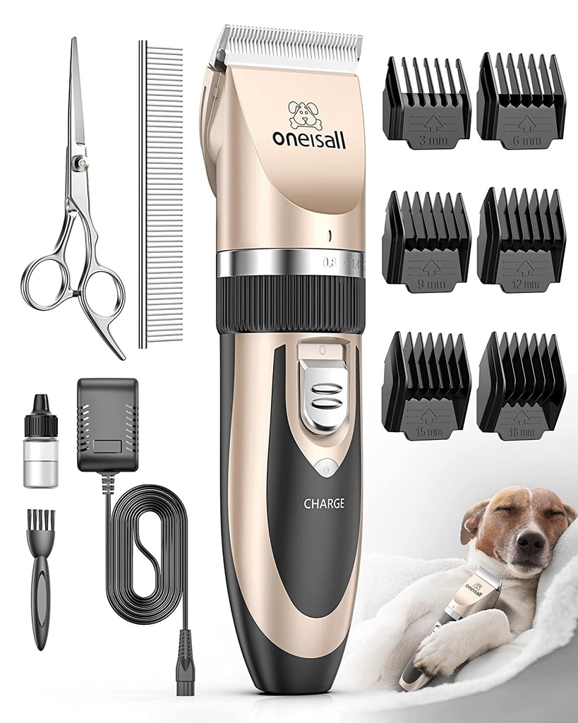 oneisall Dog Clippers Low Noise,Dog Grooming Clippers, Cordless Pet Grooming Kit Pet Shaver