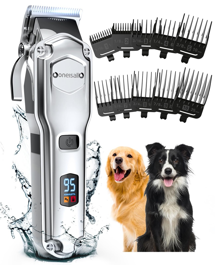 oneisall Dog Clippers for Grooming for Thick Heavy Coats/Low Noise Rechargeable Cordless Pet