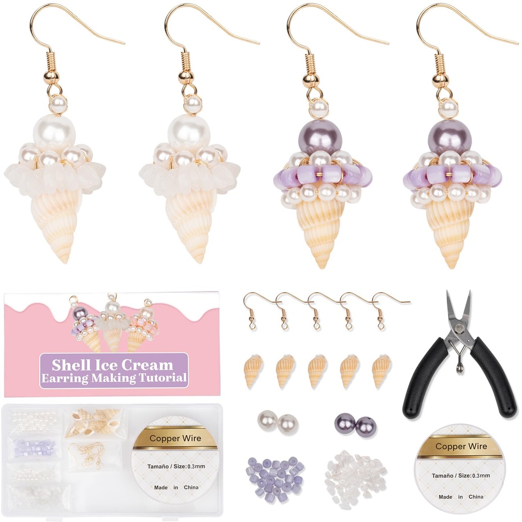 DoDoBeads Earring Making Kit, Pearl Earrings Making Kit, Jewellery Making Kit with Shell Be