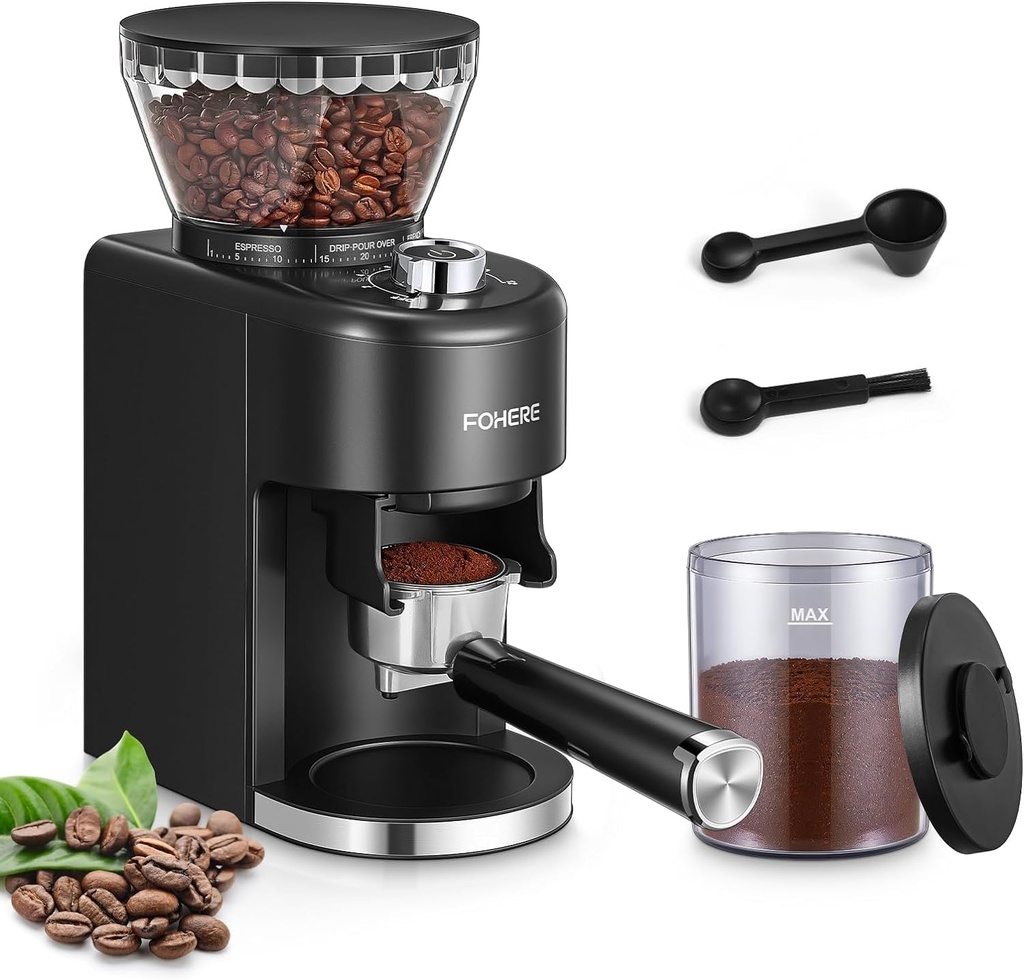 FOHERE Conical Burr Coffee Grinder Electric, Coffee Bean Grinder with 35 Precise Grind 