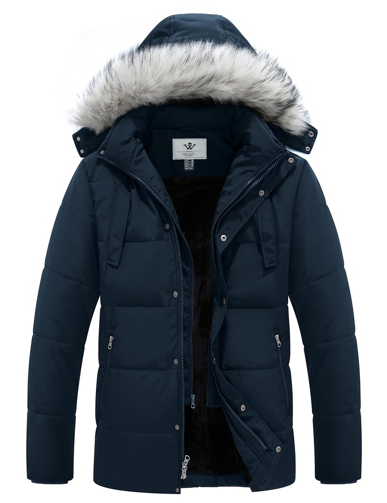 WenVen Men's Winter Puffer Coat Thicken Cotton Outdoor Winter Warm Windproof Padded Jacket - size 3xl