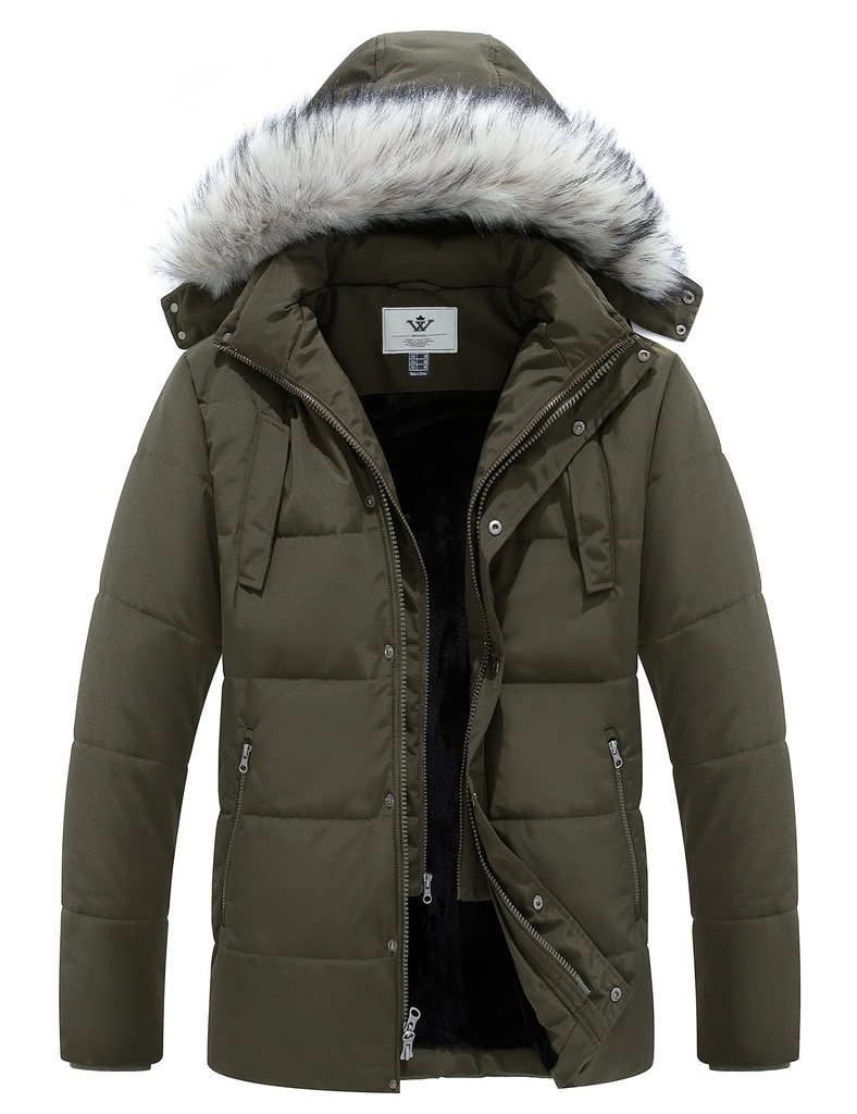 WenVen Men's Winter Puffer Coat Thicken Cotton Outdoor Winter Warm Windproof Padded Jacket- size small