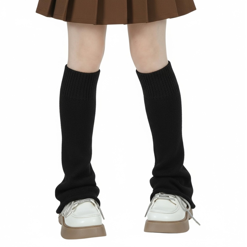 2Pcs White Black Leg Warmers 80s Y2K Knit Leg Warmers for Women Girls Cute Harajuku Style C