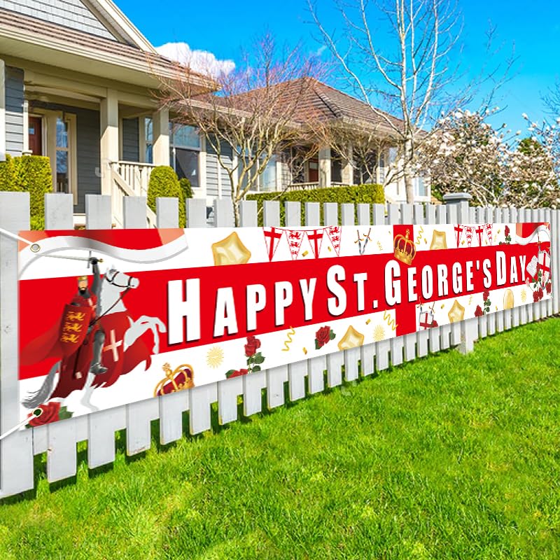 St George's Day Banner Party Decorations Happy St George Day Backdrop Banner England Nation