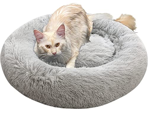 Comlax Calming Donut Dog Beds Large, Round Cushion with Removable Washable Cover, Anti-Anxie